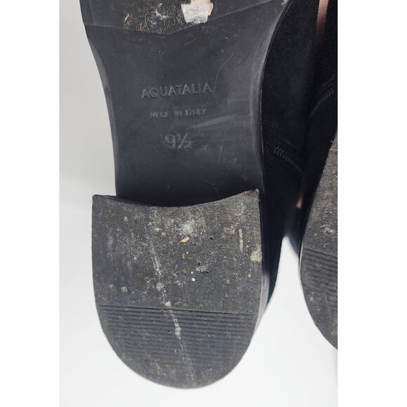 Aquatalia Knee High Suede Boots Stretch Panel Back‎ Size 9.5 Made In Italy - Picture 11 of 12